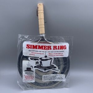 Vintage Metal Wood Handle Simmer Ring Double Broiler NOS